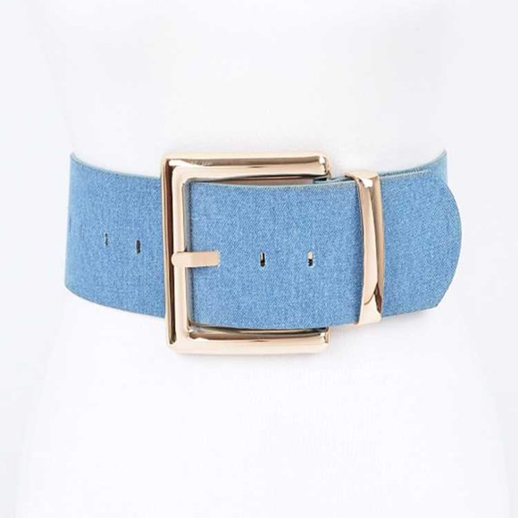 BNWT Plus Size Large Square Buckle Denim Fashion Belt - Picture 1 of 5
